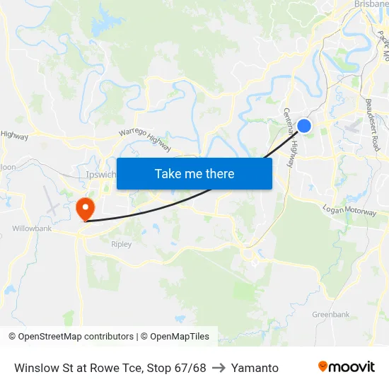 Winslow St at Rowe Tce, Stop 67/68 to Yamanto map