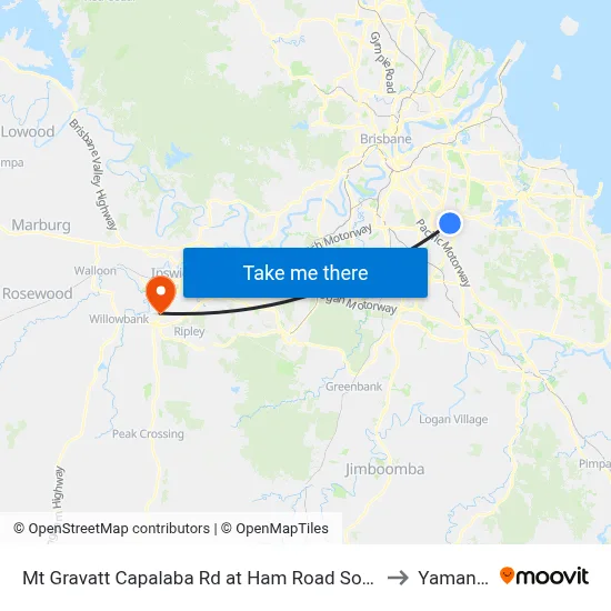 Mt Gravatt Capalaba Rd at Ham Road South to Yamanto map