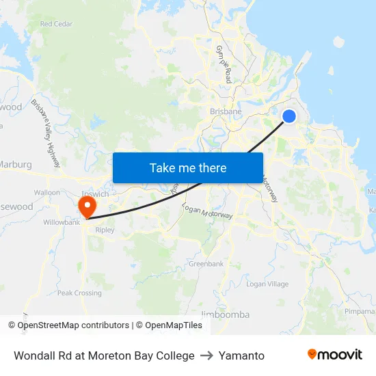 Wondall Rd at Moreton Bay College to Yamanto map