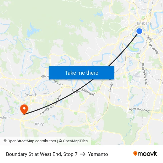 Boundary St at West End, Stop 7 to Yamanto map