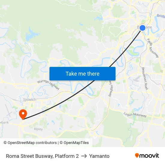 Roma Street Busway, Platform 2 to Yamanto map