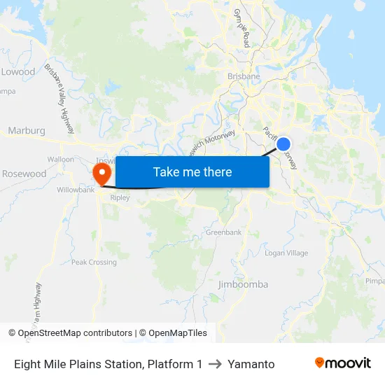 Eight Mile Plains Station, Platform 1 to Yamanto map