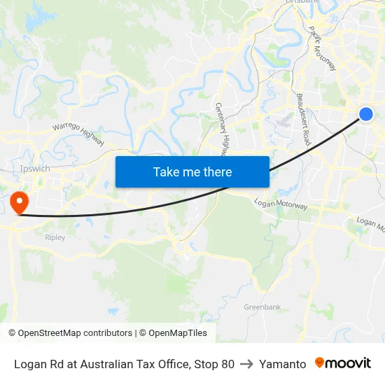 Logan Rd at Australian Tax Office, Stop 80 to Yamanto map