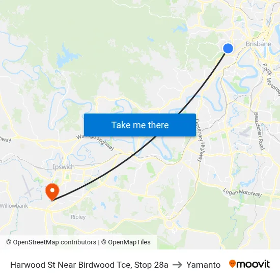 Harwood St Near Birdwood Tce, Stop 28a to Yamanto map