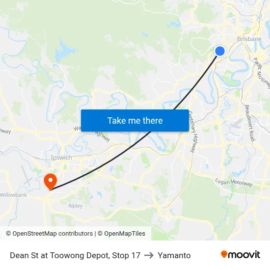 Dean St at Toowong Depot, Stop 17 to Yamanto map