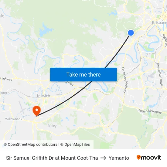 Sir Samuel Griffith Dr at Mount Coot-Tha to Yamanto map