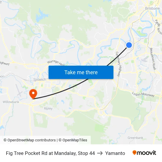 Fig Tree Pocket Rd at Mandalay, Stop 44 to Yamanto map