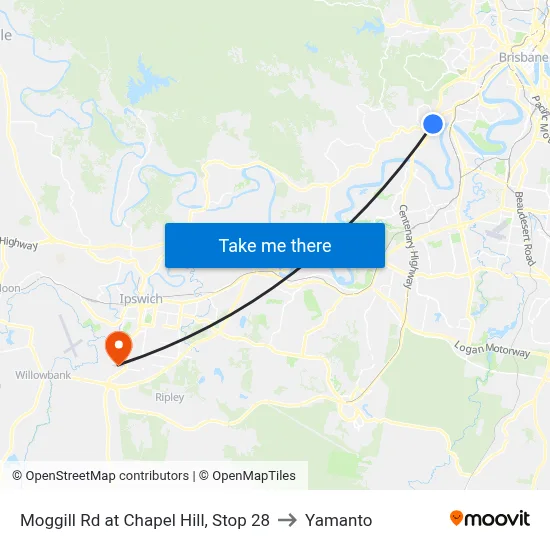 Moggill Rd at Chapel Hill, Stop 28 to Yamanto map