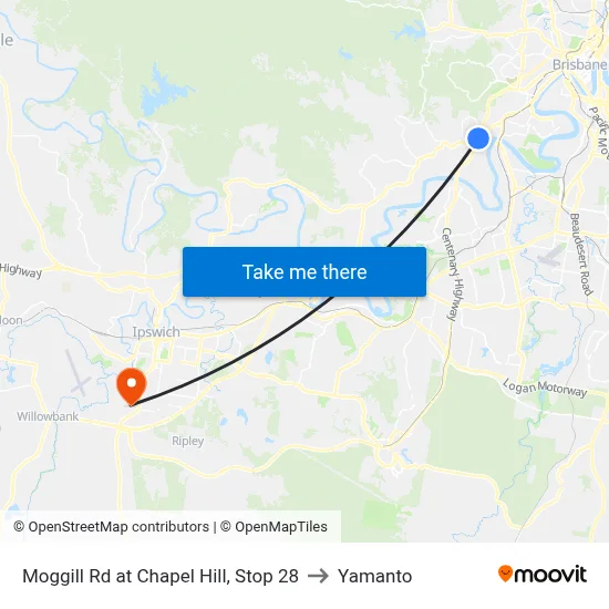 Moggill Rd at Chapel Hill, Stop 28 to Yamanto map