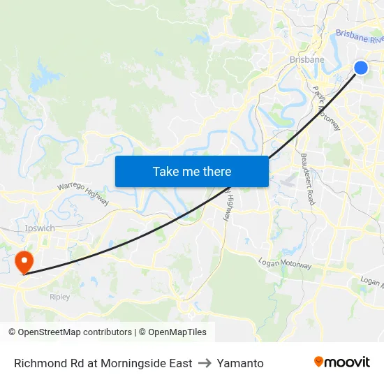 Richmond Rd at Morningside East to Yamanto map