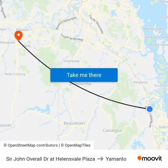 Sir John Overall Dr at Helensvale Plaza to Yamanto map