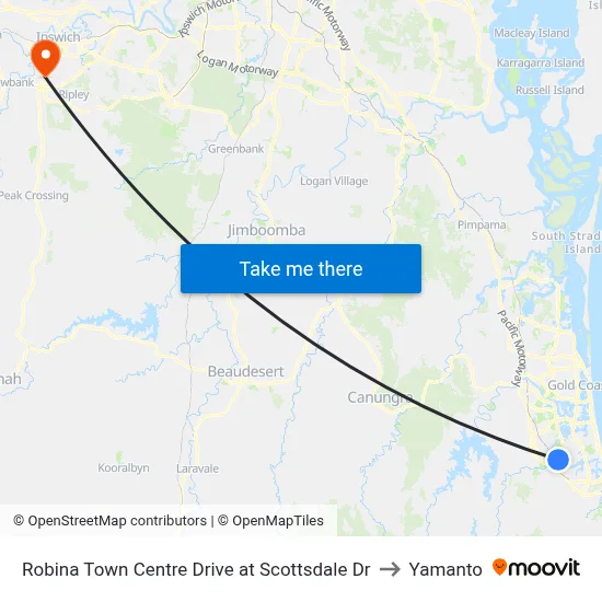 Robina Town Centre Drive at Scottsdale Dr to Yamanto map