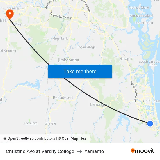 Christine Ave at Varsity College to Yamanto map