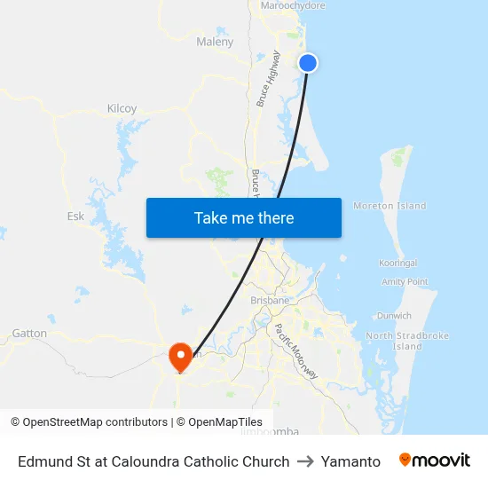 Edmund St at Caloundra Catholic Church to Yamanto map