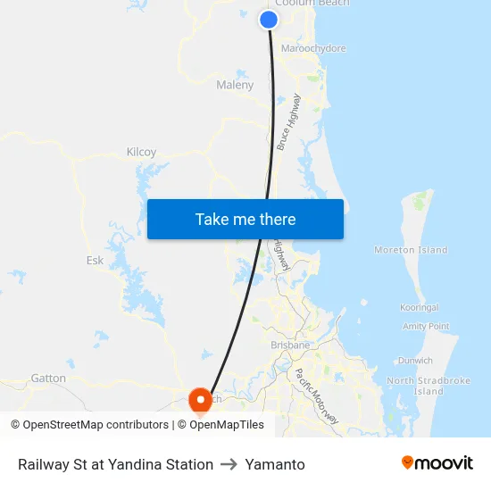 Railway St at Yandina Station to Yamanto map