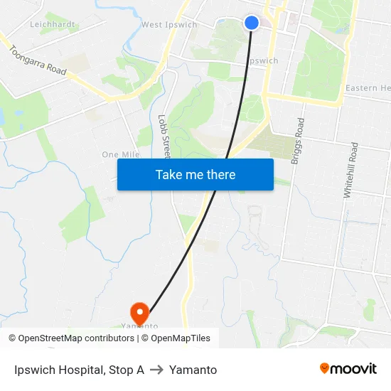 Ipswich Hospital, Stop A to Yamanto map