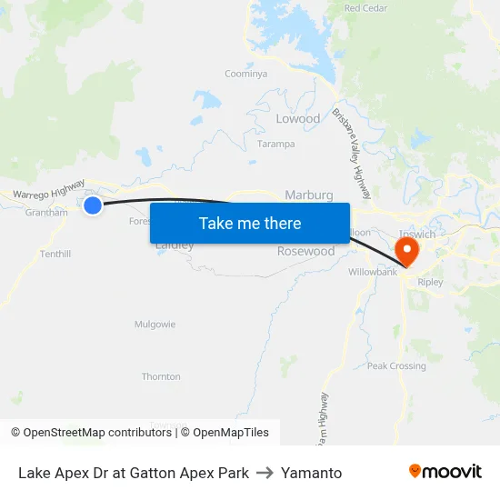 Lake Apex Dr at Gatton Apex Park to Yamanto map