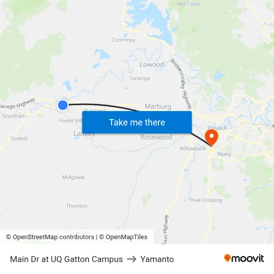 Main Dr at UQ Gatton Campus to Yamanto map