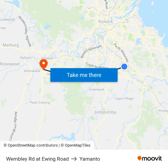 Wembley Rd at Ewing Road to Yamanto map