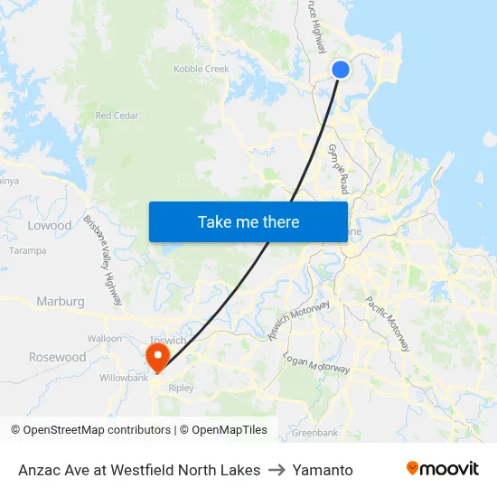Anzac Ave at Westfield North Lakes to Yamanto map