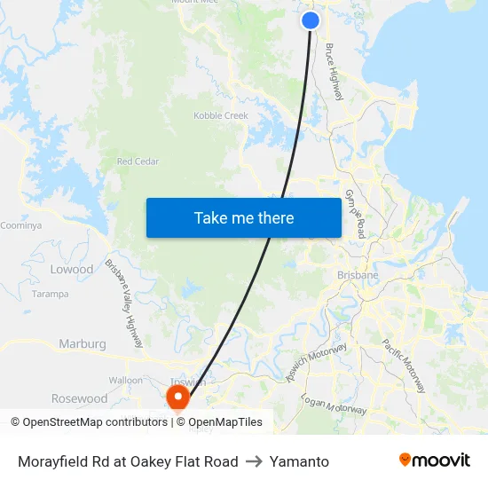 Morayfield Rd at Oakey Flat Road to Yamanto map