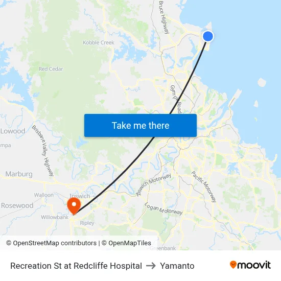 Recreation St at Redcliffe Hospital to Yamanto map