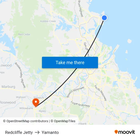 Redcliffe Jetty to Yamanto map