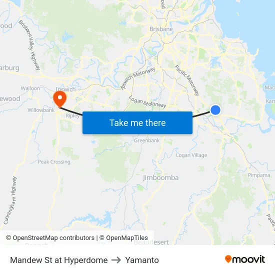 Mandew St at Hyperdome to Yamanto map