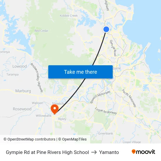 Gympie Rd at Pine Rivers High School to Yamanto map