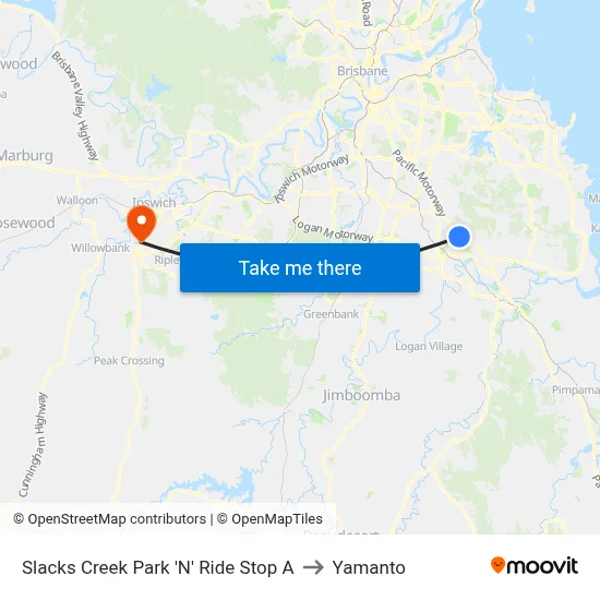 Slacks Creek Park 'N' Ride Stop A to Yamanto map