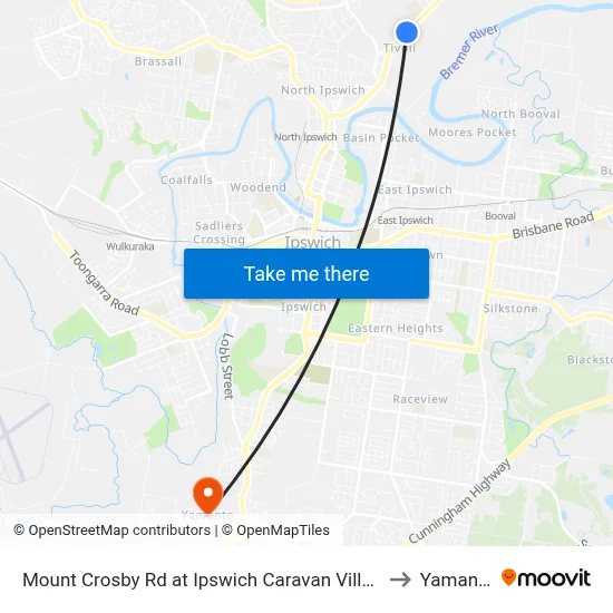 Mount Crosby Rd at Ipswich Caravan Village to Yamanto map