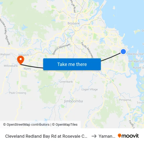 Cleveland Redland Bay Rd at Rosevale Court to Yamanto map
