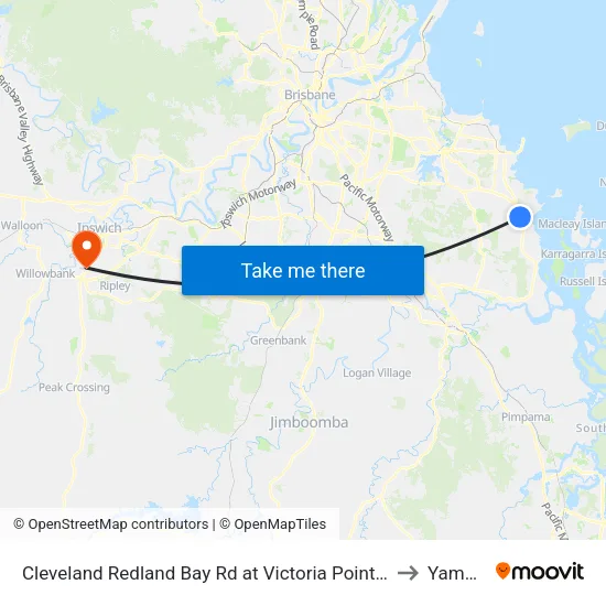 Cleveland Redland Bay Rd at Victoria Point High School to Yamanto map