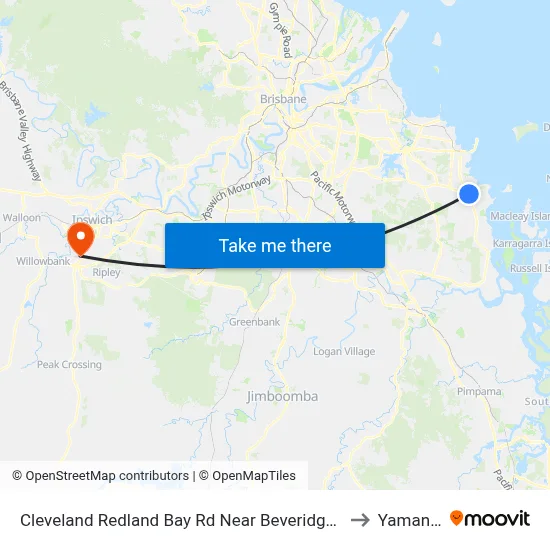 Cleveland Redland Bay Rd Near Beveridge Rd to Yamanto map