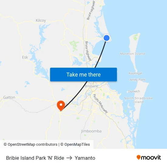 Bribie Island Park 'N' Ride to Yamanto map
