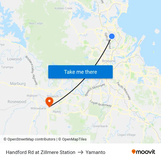 Handford Rd at Zillmere Station to Yamanto map