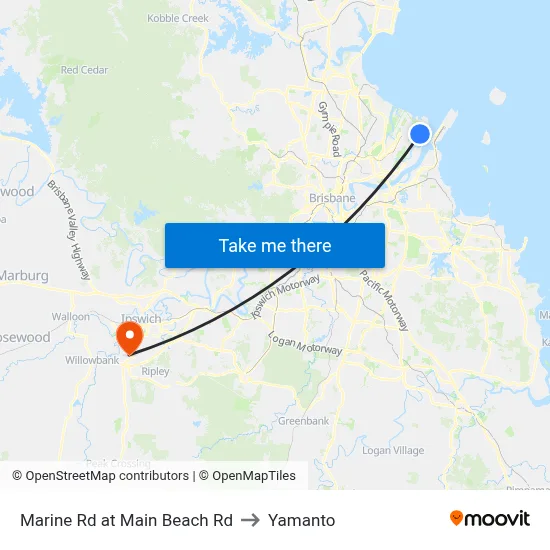 Marine Rd at Main Beach Rd to Yamanto map