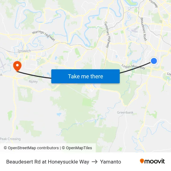 Beaudesert Rd at Honeysuckle Way to Yamanto map