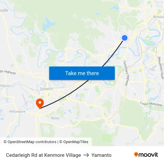 Cedarleigh Rd at Kenmore Village to Yamanto map