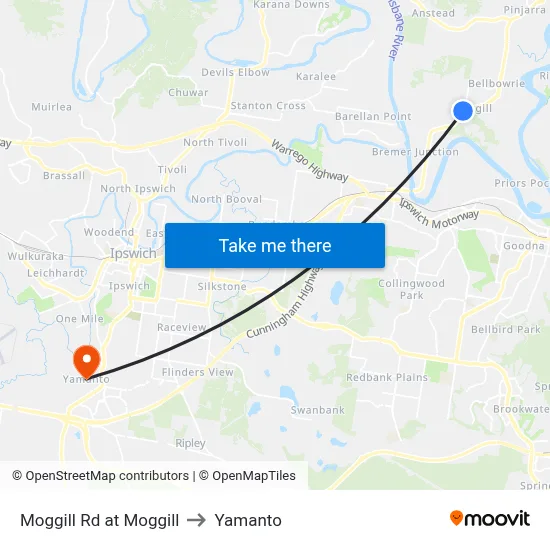 Moggill Rd at Moggill to Yamanto map