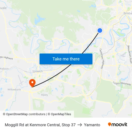Moggill Rd at Kenmore Central, Stop 37 to Yamanto map