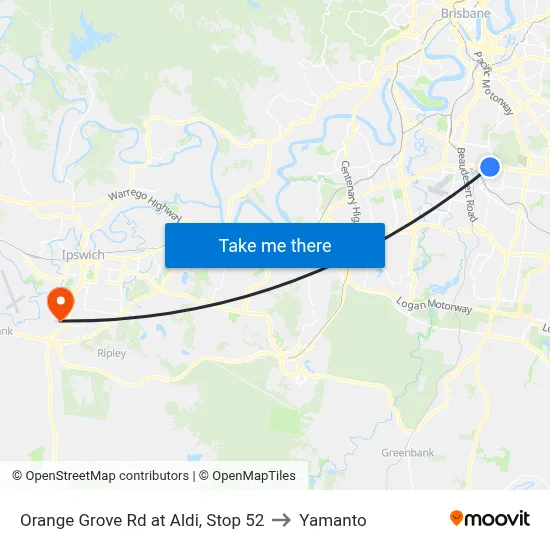 Orange Grove Rd at Aldi, Stop 52 to Yamanto map