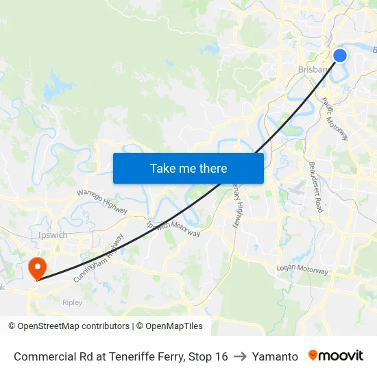 Commercial Rd at Teneriffe Ferry, Stop 16 to Yamanto map