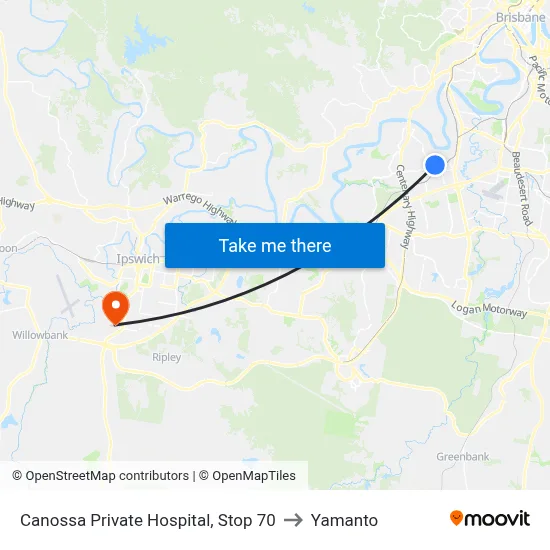 Canossa Private Hospital, Stop 70 to Yamanto map