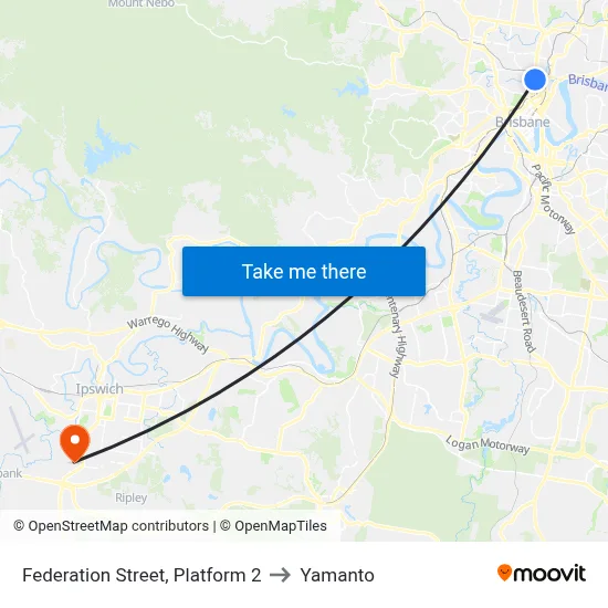 Federation Street, Platform 2 to Yamanto map