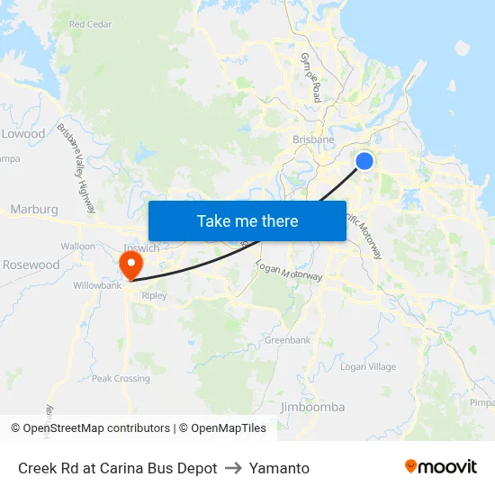 Creek Rd at Carina Bus Depot to Yamanto map