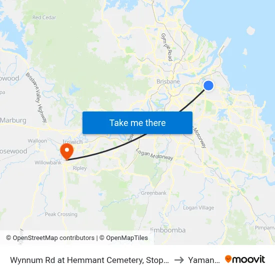 Wynnum Rd at Hemmant Cemetery, Stop 44 to Yamanto map