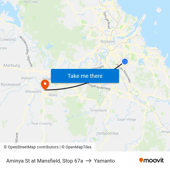 Aminya St at Mansfield, Stop 67a to Yamanto map