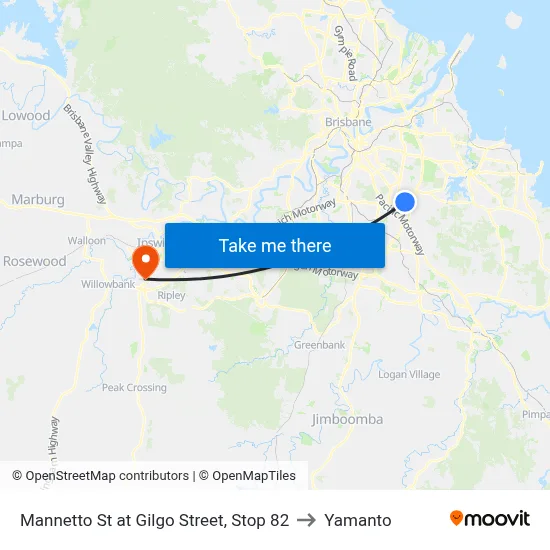 Mannetto St at Gilgo Street, Stop 82 to Yamanto map
