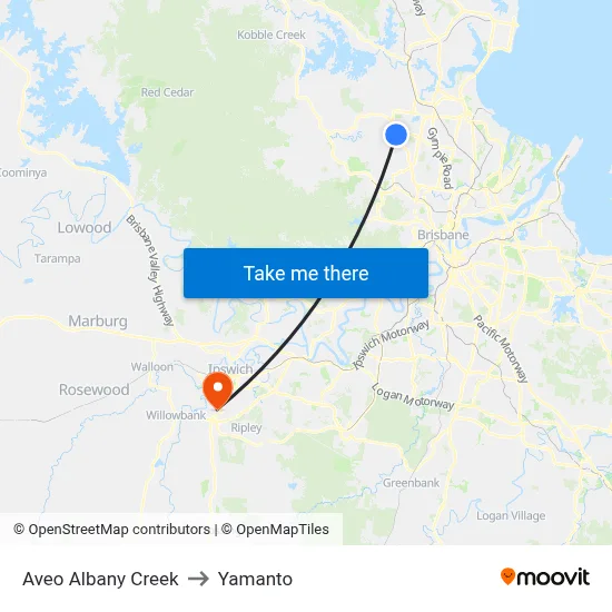 Aveo Albany Creek to Yamanto map